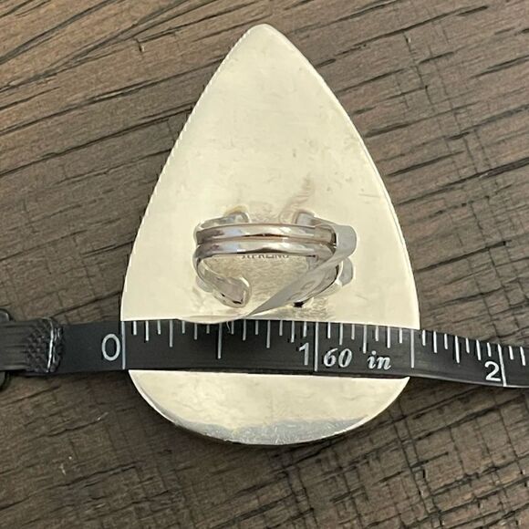 MONTANA Agate Large Teardrop Sterling Silver Ring - Picture 5 of 10